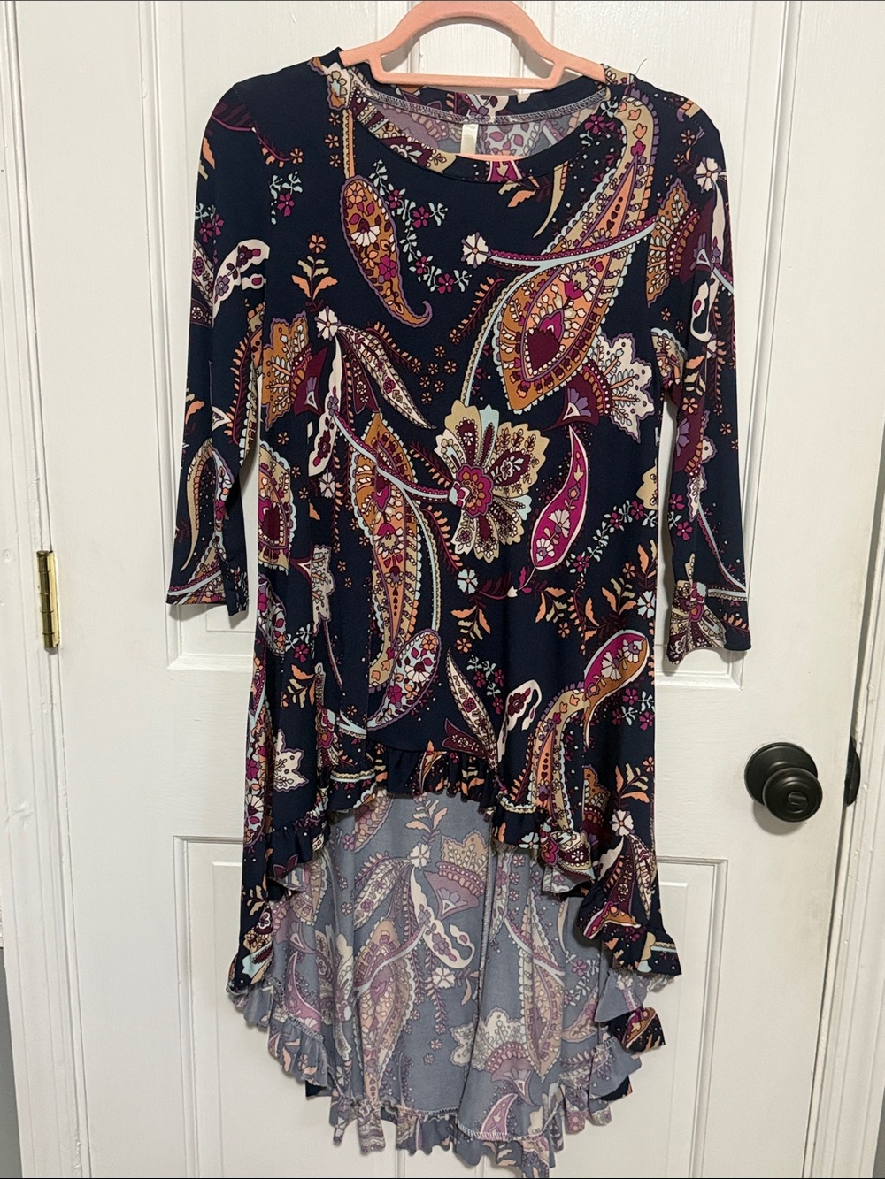 Celeste Black Paisley High-Low Tunic